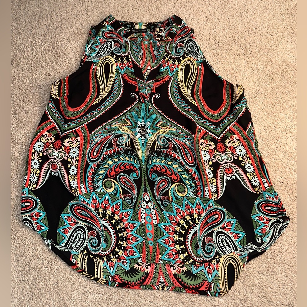 7th Avenue Paisley Sleeveless Top - Multicolor. Size L - Picture 3 of 10